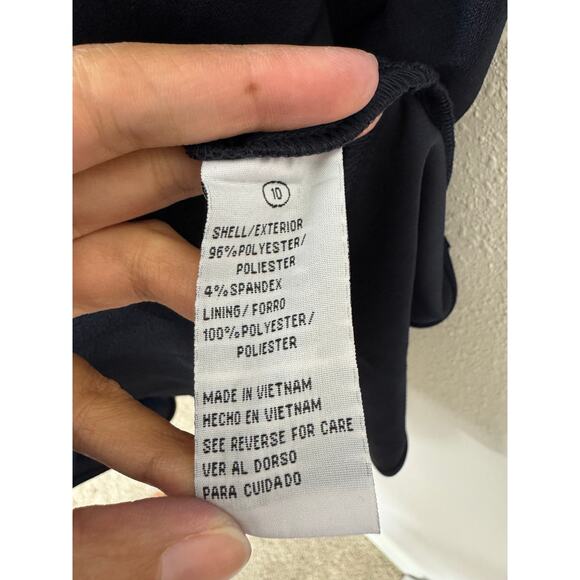 Shelby & Palmer Navy Cocktail Dress Size Asymmetrical Ruffle Hem Sleeveless - Picture 4 of 6